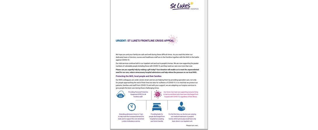 St Luke's Frontline Crisis Appeal Letter