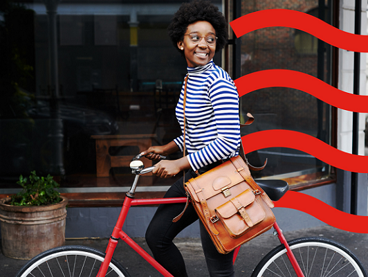 A woman riding a bike