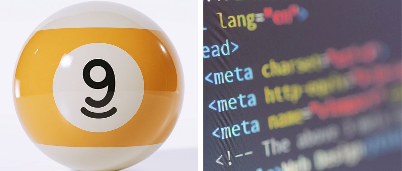 pool ball number 9 next to html code