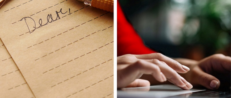 dear handwritten on page and somebody typing