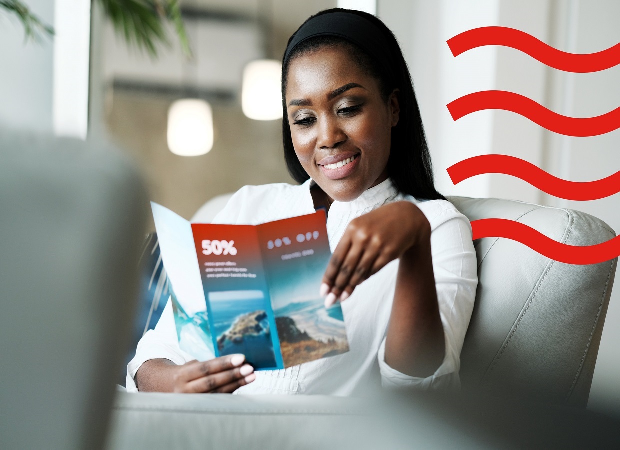 Woman reading a brochure