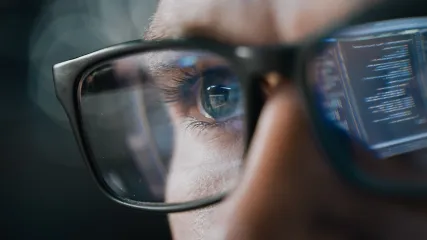 Man with glasses on