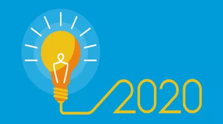 An illustrated image featuring "2020" alongside a lamp