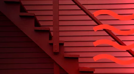 A red room with stairs