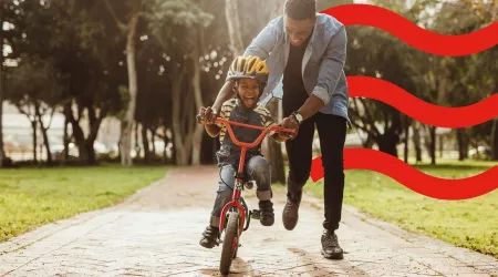 Panel photo - learning to ride a bike