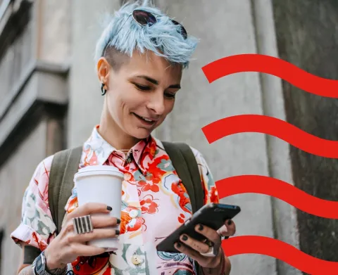 woman looking at phone