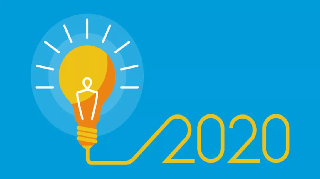 An illustrated image featuring "2020" alongside a lamp