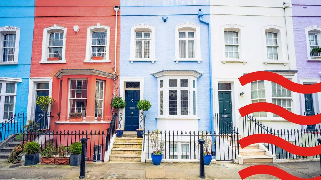 Panel Photo - Colourful townhouses on street