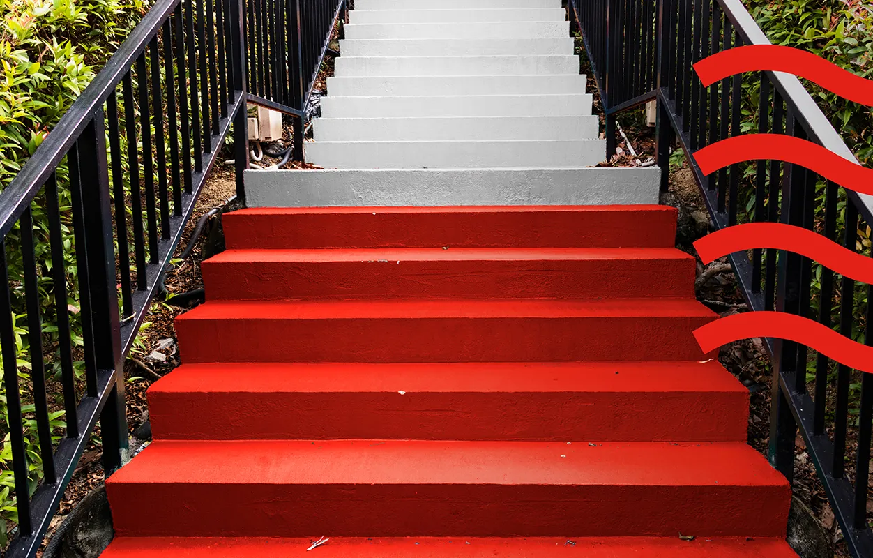 stairs painted with red