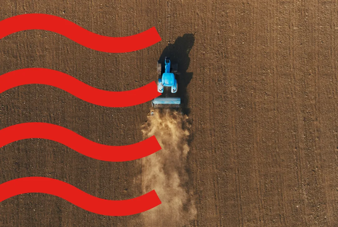 Dust coming from a digger on mud