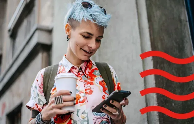 Woman in colourful shirt
