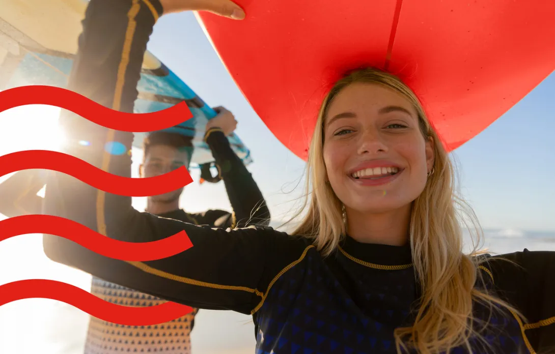a girl surfing