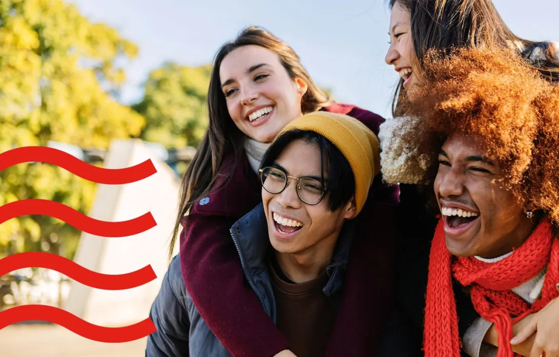 Group of friends laughing 