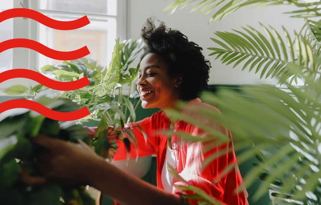 A woman watering her plants